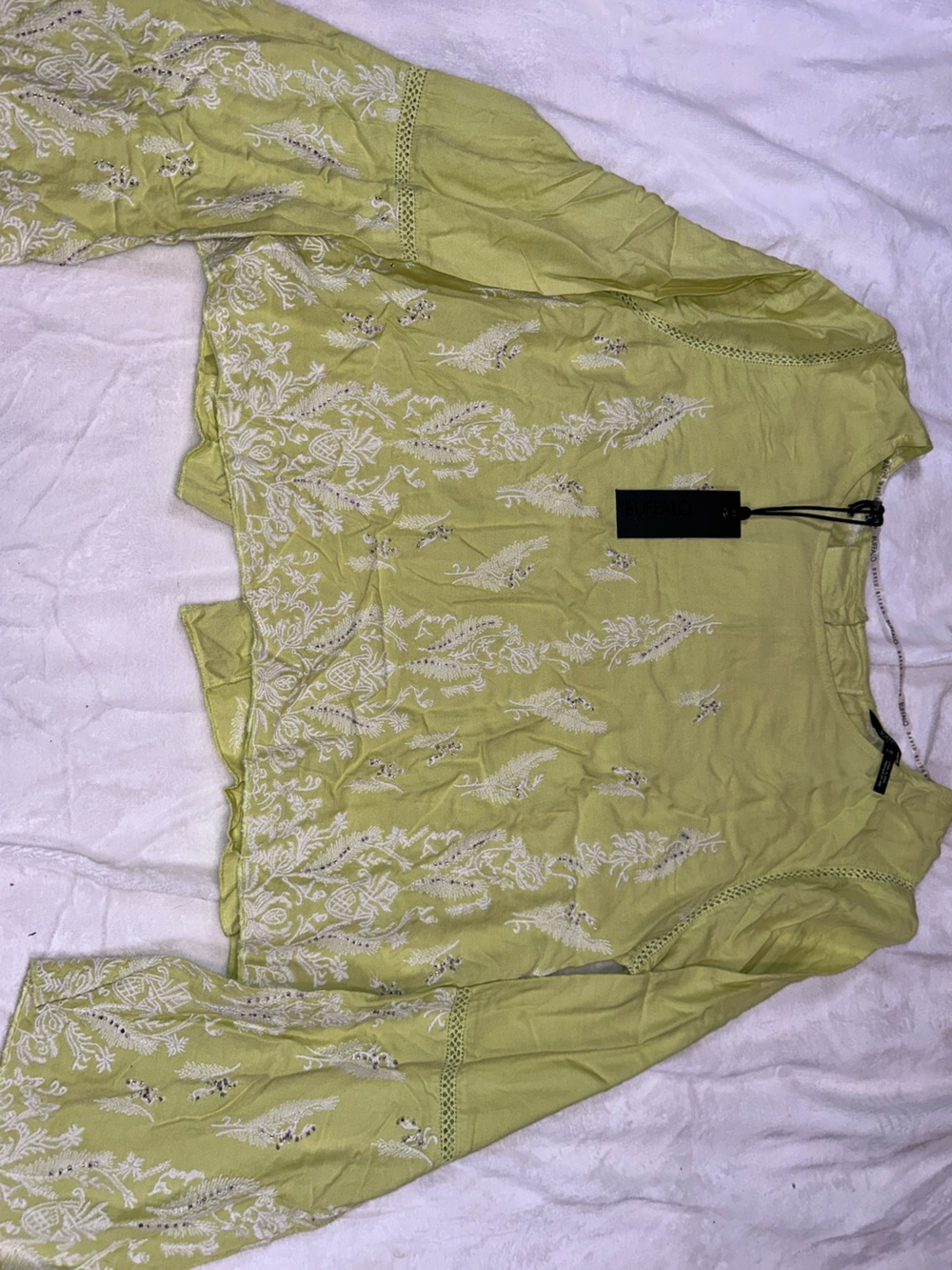 Buffalo David Bitton Lime Green Embroidered Long Sleeve Shirt